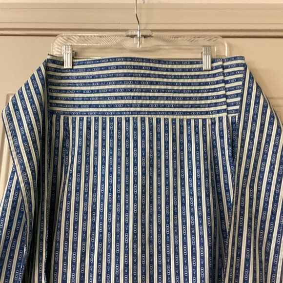 TORY BURCH GEMINI LINK WRAP SKIRT STRIPE BLUE A-LINE SZ 10 EUC $398 - Picture 5 of 12